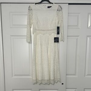 Lulu's Ivory Lace Long Sleeve Dress